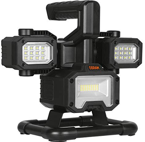 OSRAM LEDIL SPACE 1000 LEDinspect Flooder Spaceship, Foco LED portátil con 3 Cabezales Ajustables, Recargable