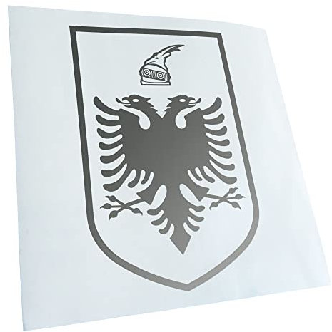 Kiwistar - Autoaufkleber - Albanien Wappen - Silber - 30x20cm - Aufkleber für Auto, Laptop, Fahrrad, LKW, Motorrad mehrfarbig JDM Decal Racing