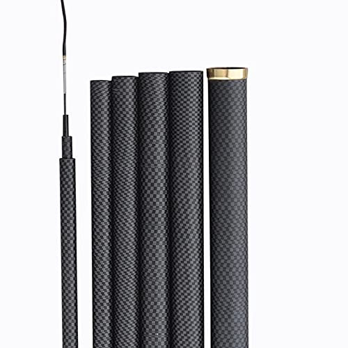 LUOSHUAI Stipprute Hochwertige Kohlefaser-Teleskop-Angelruten Power-Hand-Pole 2. 7M-10M Ultraleichte Harte Süßwasserkarpfenströmungsstab Angelrute (Color : Black, Length : 3.9m)