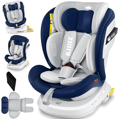 KIDIZ® Kindersitz i-Size ECE R129 Babyautositz Rebounder Kinderautositz Isofix Top Tether 360° drehbar Gruppe 0/1/2/3 ab Geburt - 12 Jahre 0-36kg 5-Punkt-Sicherheitsgurt Mit Sonnen/Seitenschutz