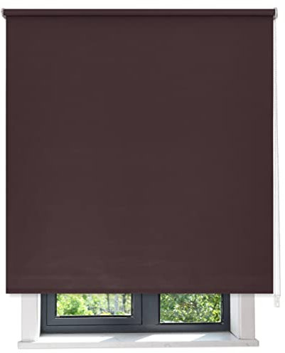 DALINA Textil - Estor Opaco Enrollable 60x200cm (Ancho x Largo), Persiana Enrollable Blackout para Puertas y Ventanas,tamaño de la Tela 56x195cm (Marrón)