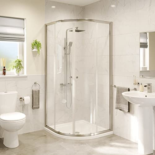 Hydrolux® 900mm Quadrant Sliding Shower Door Shower Enclosure for Wet Room Cubicle Enclosures, 4mm Toughened Safety Glass Framed, Polished Chrome
