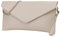 SH Leder Echtleder Clutch Umhängetasche kleine Tasche elegant Abendtasche in genarbt Rindleder mit Tragkette 31,5x16,5cm Saya G369 (Beige)