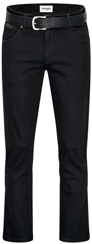 Wrangler Texas Herren-Stretchjeans Regular Fit Authentic Straight in verschiedenen Waschungen mit Gürtel in schwarz oder braun