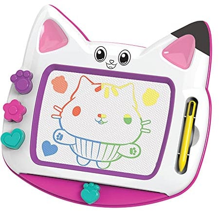 Cefa Toys - Tableau magnétique La maison de poupées de Gabby, comprend 3 tampons différents, un stylo et une gomme rapide inclus dans le tableau, convient pour les enfants à partir de 3 ans