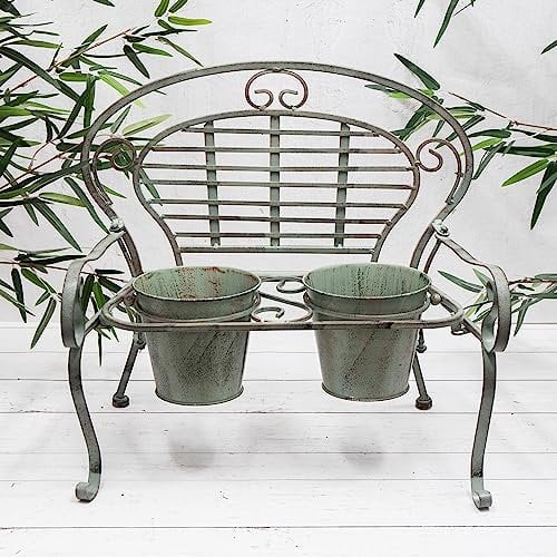 Vintage Bench Planter 2 Flower Plant Pots Garden Planter