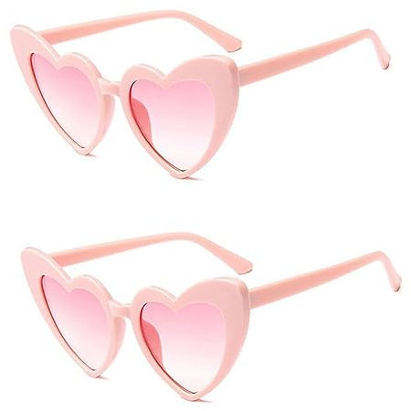 Lunettes De Soleil Coeur,2 PCS Lunettes Coeur Hippy Lunettes Hippie Monture En Métal Rétro Lunettes De Soleil Vintage Pour Femmes Filles Festival 60s 70s Hippy Fantaisie Déguisement Accessoire
