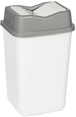 URBNLIVING 10L/20L/30L/50L Plastic Waste Management Recycling Bin Trash Can Dustbin with Butterfly Lid for Office, Kitchen and Bathroom (30L Grey/White)