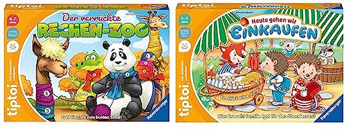 Ravensburger tiptoi Spiel 00104 - Der verrückte Rechen-Zoo & tiptoi Spiel 00119 - Heute gehen wir Einkaufen - Lernspiel für Kinder ab 3 Jahren