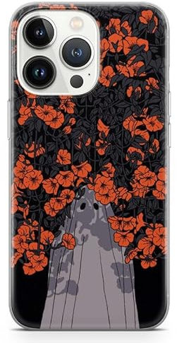 Ghost iPhone Phone Case Halloween Aesthetic Horror, Spooky Gift - Gothic Autumn Flowers Art Mobile Phone Cover (Design 4; iPhone Xr)