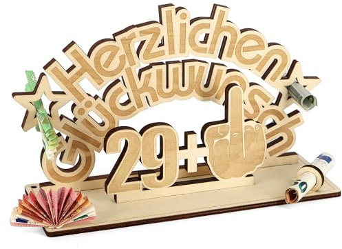 Giftota - Lustig 30 Geburtstag Geldgeschenk Holz - Geburtstagsgeschenk - 29 + 1 - Gästebuch aus Holz - 30. Geburtstag Deko - Geschenke für Frauen,Männer, Freunde
