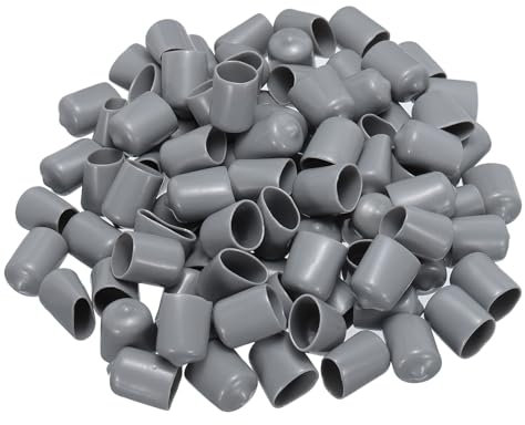 QUARKZMAN 100Stk Gummi-Endkappen 16mm(5/8) ID Vinyl PVC Rundrohr Bolzenkappe Abdeckung Schutzvorrichtungen für Schraubengewinde Grau