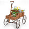 HOMASIS Blumenwagen Holz, Blumenkarre mit 4 Metall Rädern, Griff & 2 Fächern, Blumenständer Holzwagen Pflanzschubkarre, Blumenkasten Gartendeko für Garten Balkon Terasse, 62x34x60cm (Braun)