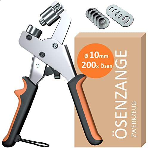 ZWERKZEUG® Set di pinze per occhielli professionali con 2 ricambiati, set di occhielli (diametro 10 mm), pressa magnetica per occhielli per tessuti, teloni e tende da sole (pinza per occhielli)