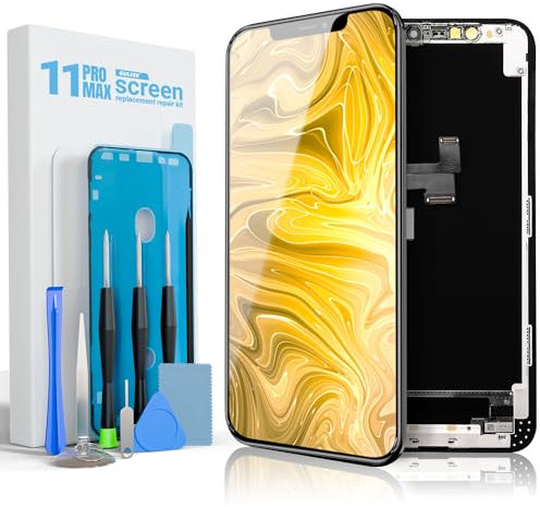GULEEK Premium Screen Replacement for iPhone 11 Pro Max (6.5-inch) LCD Front Panel 3D Touch Digitizer Full Assembly Includes Repair Tools and Screen Protector, Compatitable Model A2161, A2220, A2218