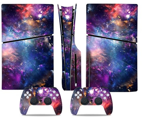 PS5 Slim Disc Version Skin für Konsole und Controller, Vinyl-Aufkleber Playstation 5 Slim Skins Wrap Decal Cover Schutzzubehör für PS5 Slim Disc Edition (bunte Wolke)