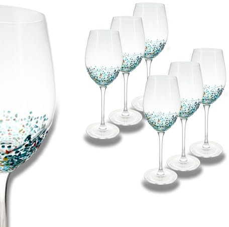 ARCA, Set di 6 Calici in Vetro, per 6 Persone, Bicchieri Ideali per la Tavola, Resistenti e Duraturi, Lavabili in Lavastoviglie, Collezione Spots, 7x24 cm