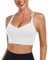 As Fariy Damen Cloud Longline Sport-BH U-Ausschnitt Spaghettiträger Trainings-BH Yoga Crop Tank Top (Weiß,L)