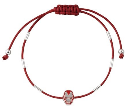 Marvel Armband Iron Man – Anhänger aus Sterlingsilber mit rotem Band für Kinder, 18 cm