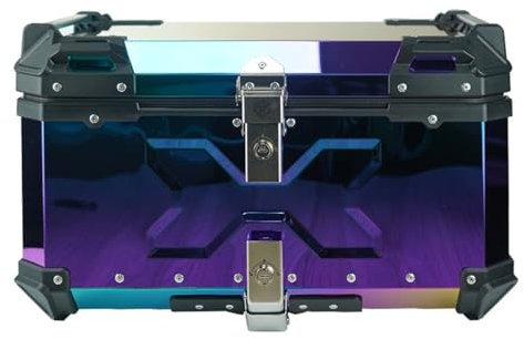 SAGZLKD Baul Moto, 65L Baúl Aluminio Impermeable para Moto, Caja De Motocicleta con Cerradura De Seguridad, Maleta Moto para Almacenamiento Casco