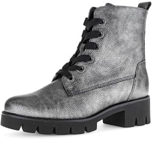 Gabor Damen Combat Boots, Frauen Stiefeletten,schnürstiefel,Winterstiefel,warm,gefüttert,Stiefel,Bootee,Booties,Grey/schwarz,44 EU / 9.5 UK