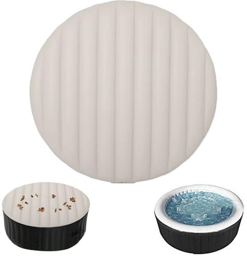 Hemore Aufblasbare Poolabdeckung, 1,4 m/55-Zoll-runde aufblasbare Whirlpool-Abdeckung, blattdichte isolierte Whirlpool-Deckel, tragbarer Whirlpool-Deckungsschutz für Garten im Freien