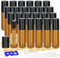 24 Stück Roll on Glasflaschen für Ätherisches Öl, 5ml Roll on Flasche Leer mit Edelstahl-Ball, Braune Rollon Flaschen mit Öffner,Tropfer, Strohhalm, Etiketten für Ätherische Öle, Parfüm, Massage