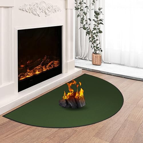 TOHONFOO Tapis de foyer ignifuge pour cheminées, poêle à bois, intérieur et extérieur, 106,7 x 61 cm, vert, 1 mm