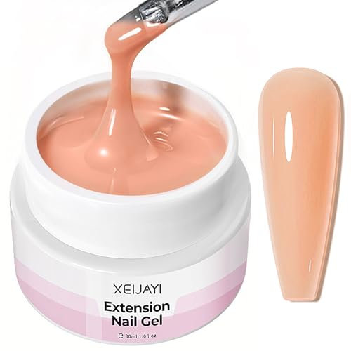 NLFOX Builder Gel for Nails Extension - Natural Nude UV Nail Gel Builder - Poly Gel Strengthener - Hard Gel Nail Builder - Polygel Nail Gel for Repair 3D Sculpting Rhinestones Nail Art