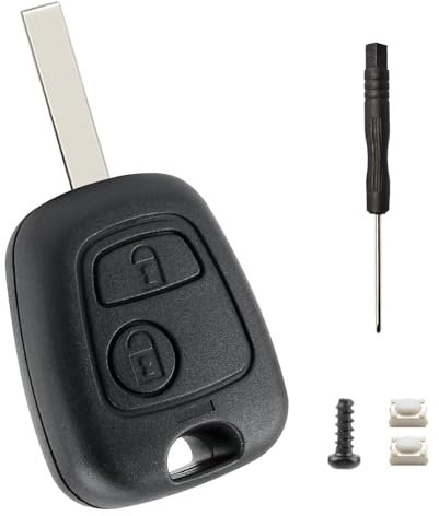 Peugeot Schlüsselgehäuse Ersatz, Autoschlüssel Schlüssel Gehäuse 2 Tasten Fernbedienung für Peugeot 107, 207, 306, 307, 406, 407 und Citroen C1, C2, C3, C5, C6 Autoschlüssel Gehäuse für Fernbedienung