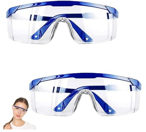 Funngy Schutzbrille,2 PCS Arbeitsschutzbrille Schutzbrillen Transparent Schutzbrille Antibeschlag Arbeitsschutzbrille Schutzbrille für Brillenträger mit verstellbaren Bügeln für Brillenträger