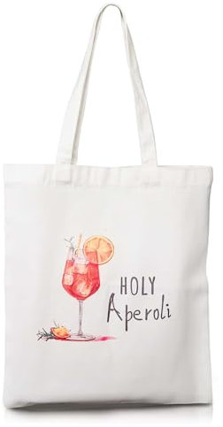 Funtery Strandtasche, Aperol Spritz Tasche, 35 * 40cm Holy Aperoli Jutebeutel, Aperol Tasche Personalisiert Aperol Spritz Geschenk Sommerfeeling für Reise Einkaufen und Alltag (Wine Glass Bag)
