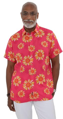 Joe Browns Sunflower Holiday Short Sleeve Shirt Camisa Abotonada, Fucsia, M para Hombre