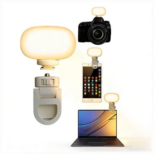 Ziqintech Phone Selfie Light, Conference Light,Portable White Clip Rechargeable Mini Fill Lighting for iPhone Ipad Camera Laptop Computer for Makeup TikTok, Selfie Vlog