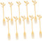 TOPPERFUN Lot De 10 Fourchettes À Dessert Dorées En Acier Inoxydable Petites Fourchettes À Huîtres Fourchettes À Cocktail Fourchettes Pour Tout-Petits Ustensiles De Charcuterie Dorés