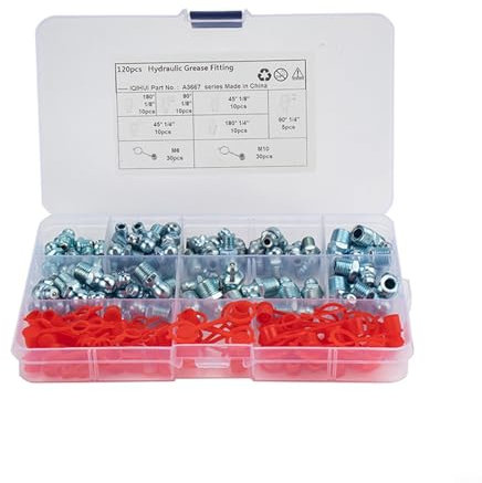 Metrisches hydraulisches Zerk Schmierfett Fittings Kit 60 Stück mit 60 Abdeckungen für reibungslosen Maschinenbetrieb