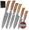Wakoli EDIB Pro Damastmesser Set mit Gravur – Personalisiertes 6er Messerset, 20 cm, 17 cm, 16 cm, 11 cm & 8 cm Klingen aus 67 Lagen Damaststahl (VG10-Kern), Pakkaholzgriffe – in Geschenkbox