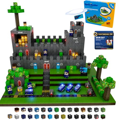 Magnetische Bausteine Polizei 80 Teile, Magnetbausteine Kinder ab 3 Jahren | Magnetic Building Blocks Police · Magnetsteine · Geschenk Junge Mädchen 3-10 Jahre · 0,8mm doppelt so dick