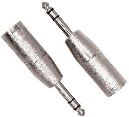 Wafuesh Confezione da 2 Adattatori Professionali da 6,35 mm (1/4 di pollice) a XLR Maschio - Adattatori Bilanciati per Collegare Cavi XLR a Jack TRS, Costruzione Robusta e Alta Qualità del Suono