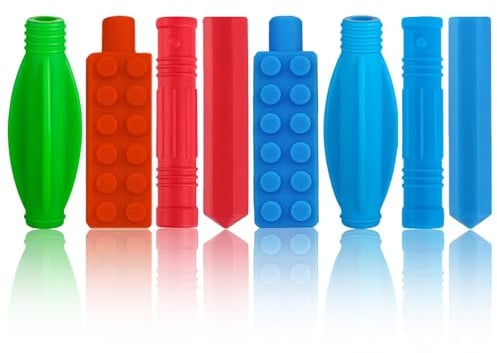 ANSUG 8 Stück Bleistift Kauschutz Stifte, Farbe Silikon-Stiftkappe Stift KauaufsäTze, Pencil Topper Chew Kaukappen Stift