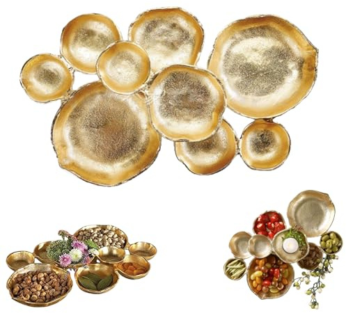 RUTYAUB Cluster Serving Bowls, Gold, Decorative Elegant Snack Tray for Home Kitchen,Decorative Elegant Snack Tray for Home Kitchen Dining Room Parties Wedding (Gold)