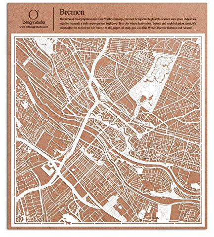 Bremen Scherenschnitt Karte, Weiß 30x30 cm Papierkunst
