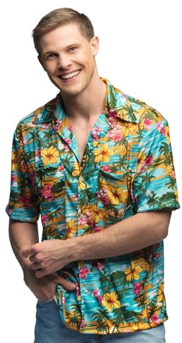 Boland - Hemd Paradise, für Herren, Mehrfarbig, Shirt, Kurzarm, Hawaii, Tropical, Strand, Sommer, Urlaub, Kostüm, Karneval, Mottoparty, Beach Party