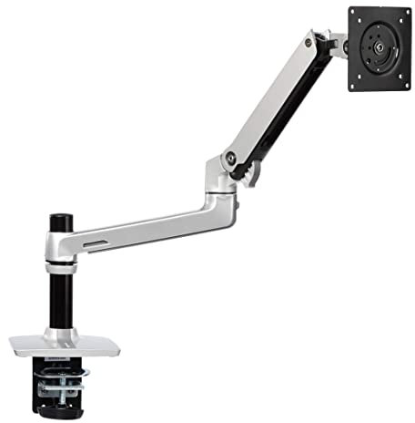 Amazon Basics Premium - Supporto per braccio motore , monitor singolo sollevabile, alluminio, argento