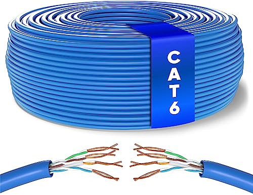 Mr. Tronic Cavo Ethernet Cat 6 da 100m Bulk Cabel, Cavo di Rete LAN Cat 6 ad Alta Velocità Per Connessione Internet Veloce 1 Gbps – 250 MHz AWG24 Sfuso | UTP CCA (100 Metri, Blu)