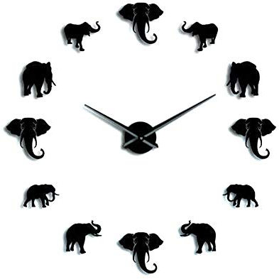 Fdit Einzigartige tierform wanduhr Mode DIY acryl Spiegel Elefanten hängen Uhr für zuhause Schlafzimmer Wohnzimmer MEHRWEG VERPAKUNG