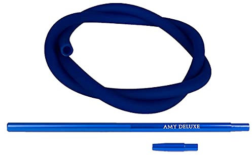 AMY Schlauchset mit Alu Mundstück - matt - blau | Silikon-Schlauchset für Shisha