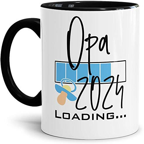 Tasse - Loading Du wirst Opa 2024 - Geschenk/Endlich Schwanger/Schwangerschaft/Babynews - Schwarz