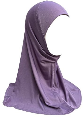 Yaqeen Girls instant headscarf hijab plain al Amira, readymade pull on scarf, ideal for any occassion school/nursery (Plain Lilac)