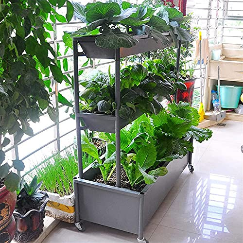 GCSQF Hochbeet Pflanzbeet Blumenkasten Erhöhtes Gartenbett Vertikaler erhöhter freistehender Pflanzer Groß mit 3 Behältern, die Gemüse-Kräuterblume anbauen 210521